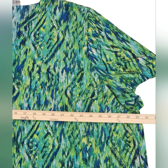 Catherines Green and Blue Abstract Blouse - Picture 4 of 5